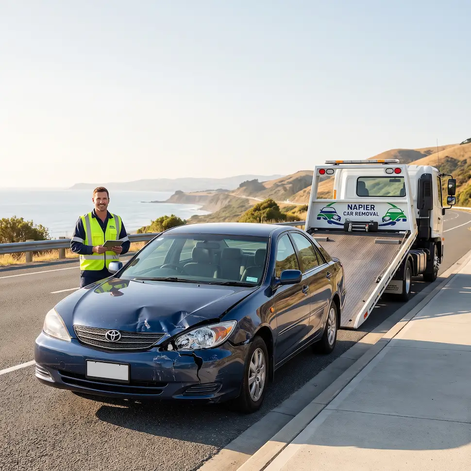 Wrecked Car Removal Napier: Cash for Damaged Cars 2 Damaged and wrecked car removal process in Napier