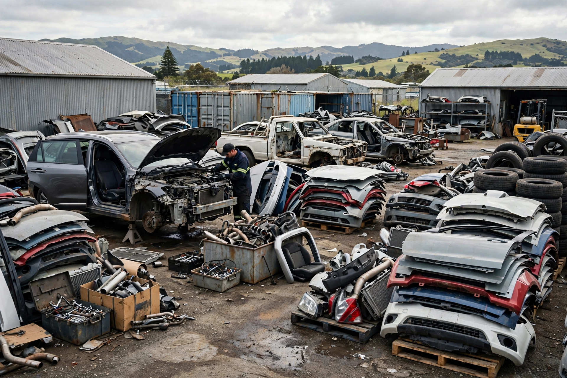 Car Removal Greenmeadows: Cash for Cars, Free Pickup 6 Vehicle being dismantled for parts at a Hawke’s Bay wrecking yard