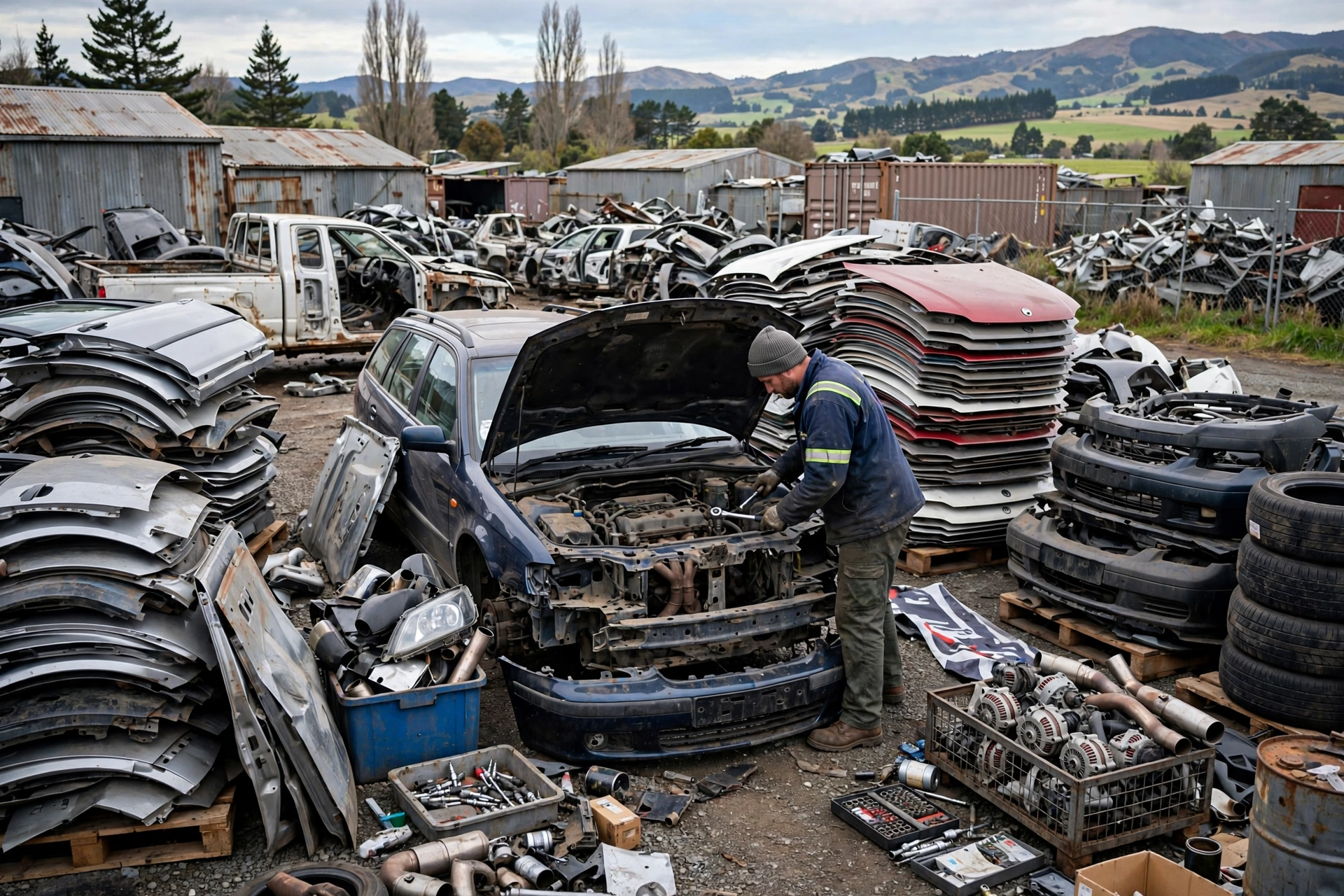 Car Removal Marewa: Cash for Cars, Free Local Pickup 6 Vehicle being dismantled for parts at a Hawke’s Bay wrecking yard