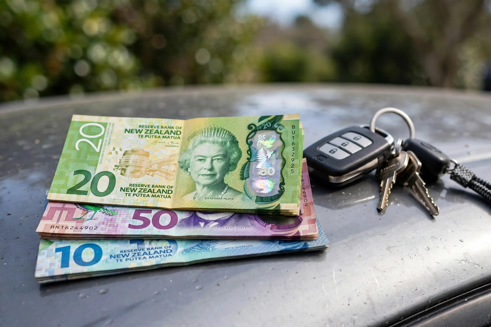 Car Removal Taradale: Cash for Cars, Free Pickup 2 Cash for cars Taradale - cash and car keys on car bonnet