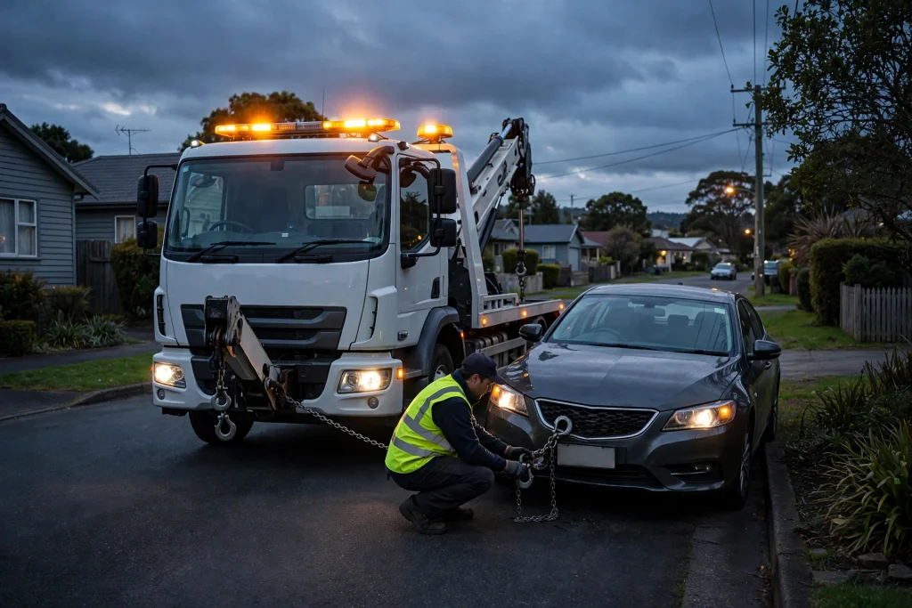 Towing Service in Napier: Best 24 Hour Roadside Towing Napier 1 Tow truck providing 24 hour towing service in Napier